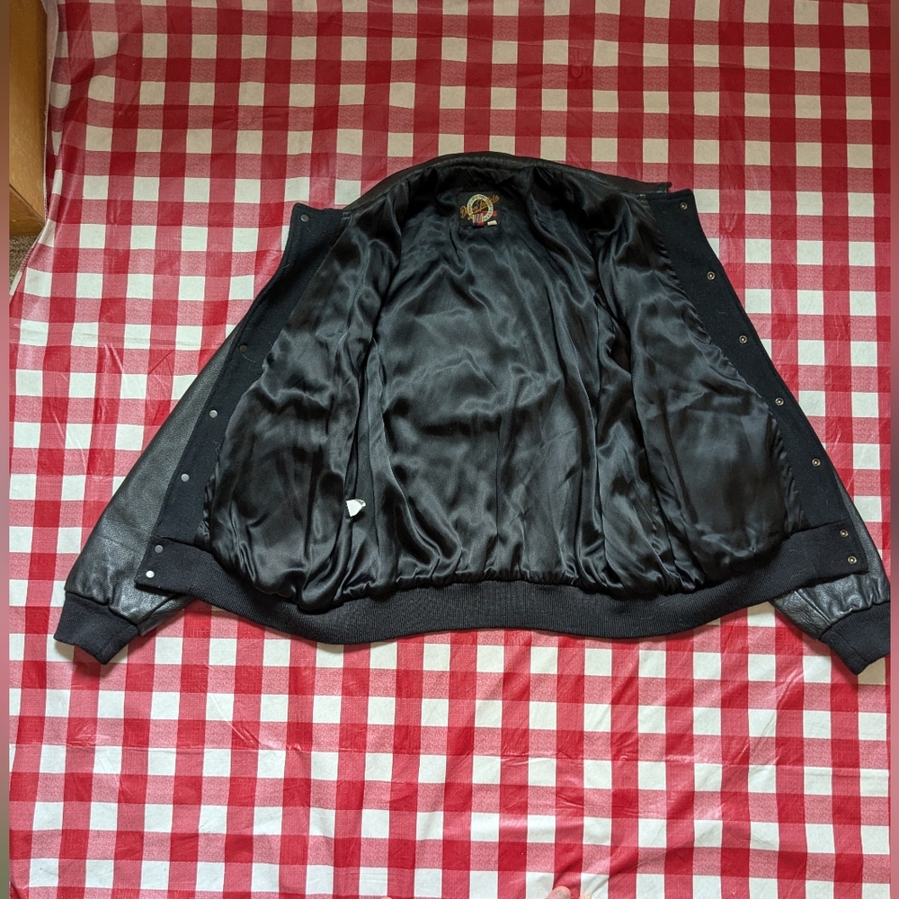 Vintage Dehen Pete's Wicked Ale Black Leather And Wool Jacket XL - Picture 4 of 9